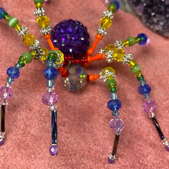 Colorful Rainbow Glass Crystal Spider Ornament Suncatcher - Picture 12 of 17